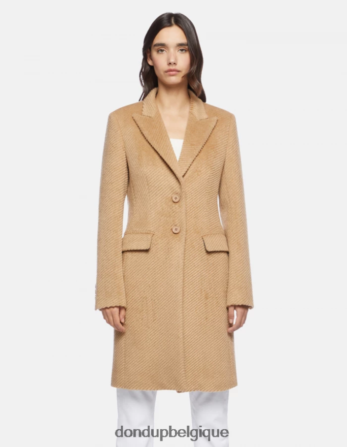 femmes vêtements DONDUP cannelle manteau en tissu à simple boutonnage 8826D0357