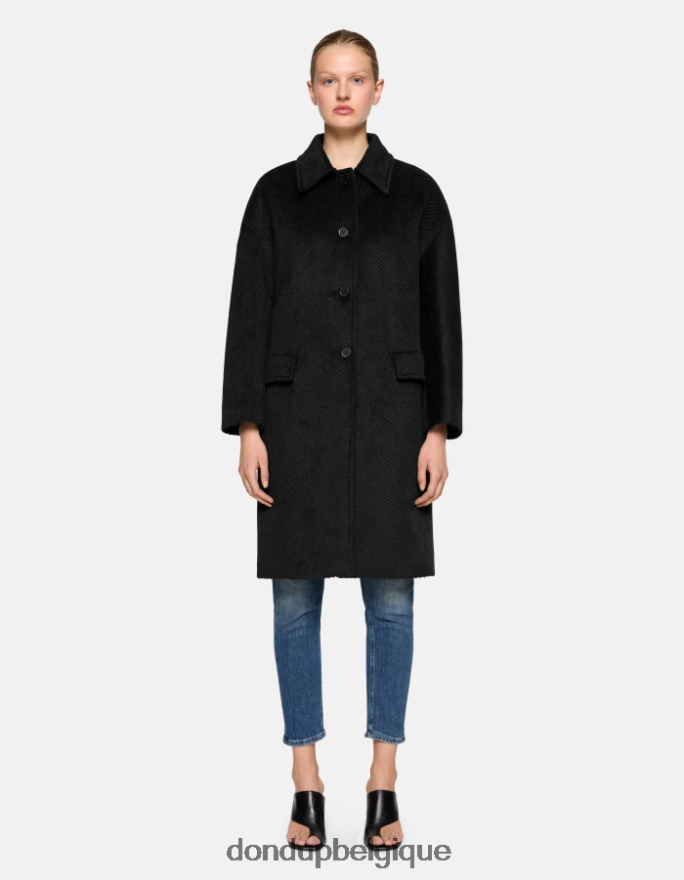 femmes vêtements DONDUP noir manteau en tissu à simple boutonnage 8826D0347