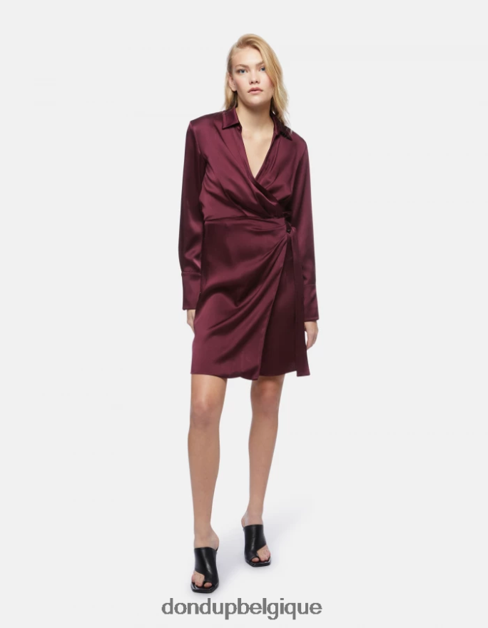 femmes vêtements DONDUP Prugna robe courte en satin 8826D0280