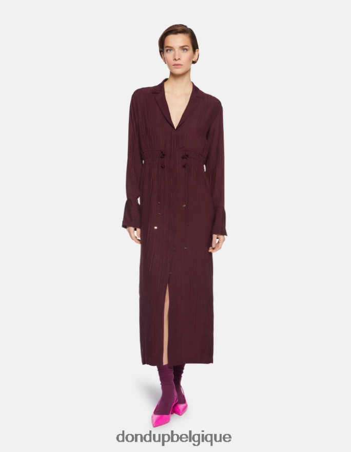 femmes vêtements DONDUP Prugna robe longue en soie mélangée 8826D0281
