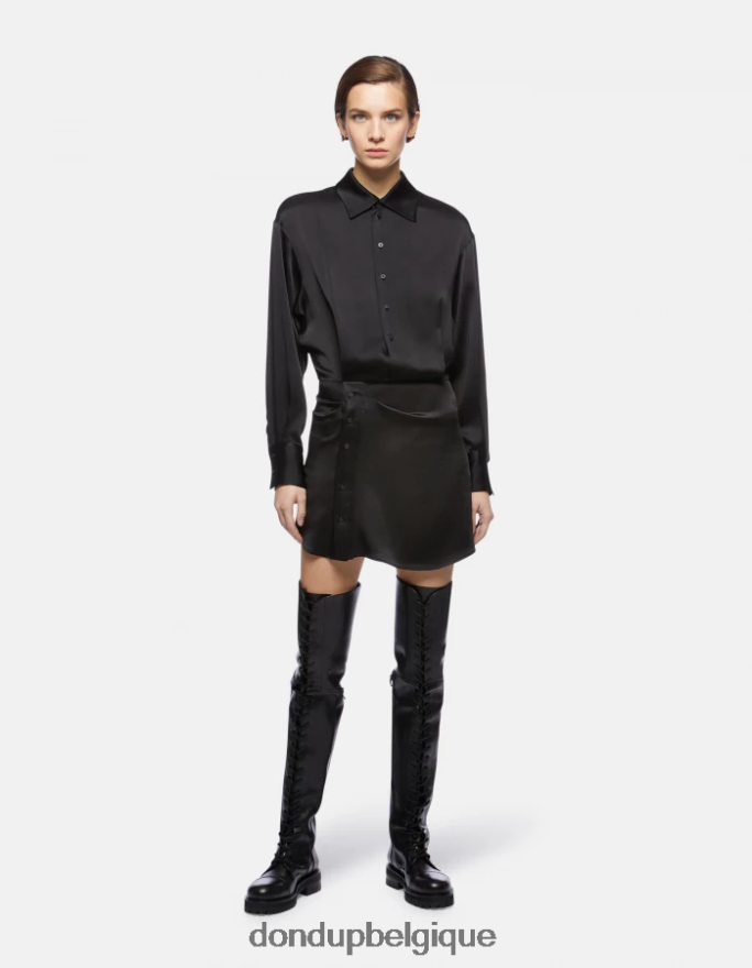 femmes vêtements DONDUP noir robe courte en satin 8826D0288
