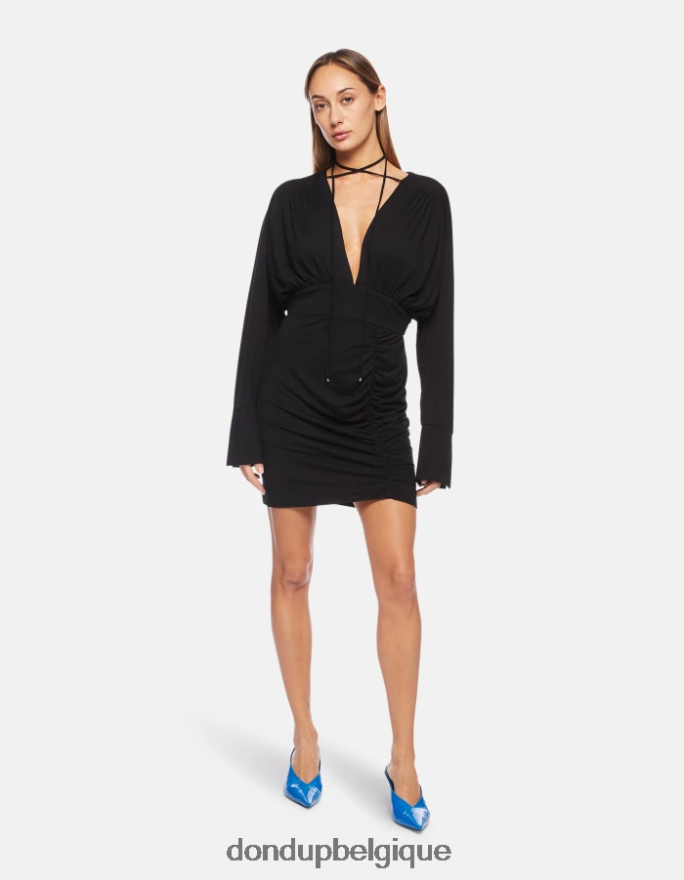 femmes vêtements DONDUP noir robe courte en viscose 8826D0282