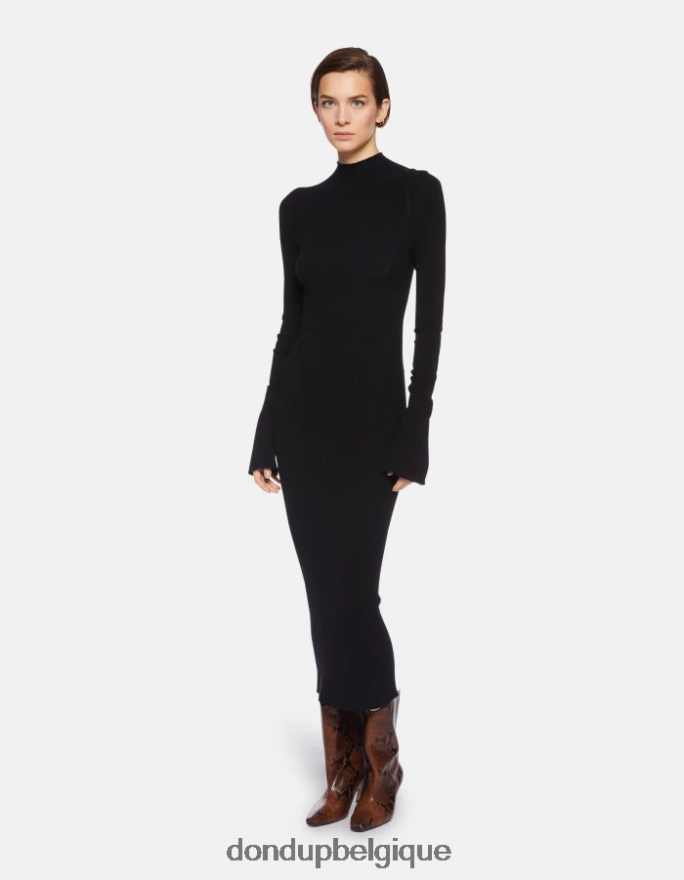 femmes vêtements DONDUP noir robe longue en viscose 8826D0283