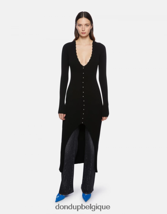 femmes vêtements DONDUP noir robe longue en viscose 8826D0286
