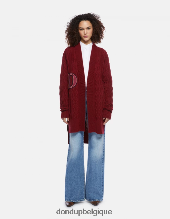 femmes vêtements DONDUP barbabietola cardigan en laine coupe classique 8826D0330