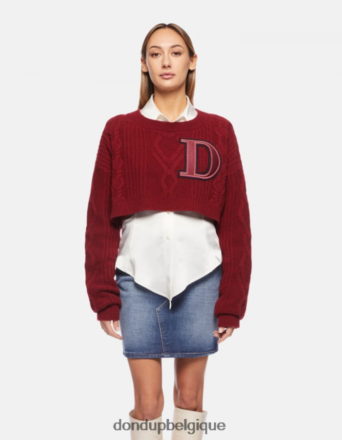 femmes vêtements DONDUP barbabietola pull à col rond en laine 8826D0327