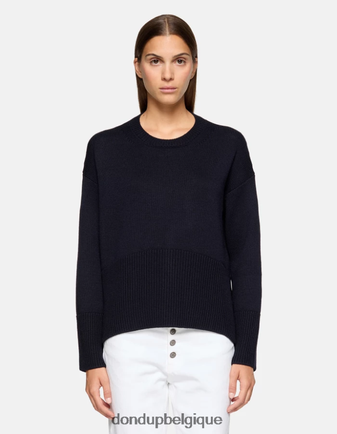 femmes vêtements DONDUP bleu marine pull à col rond en laine 8826D0297