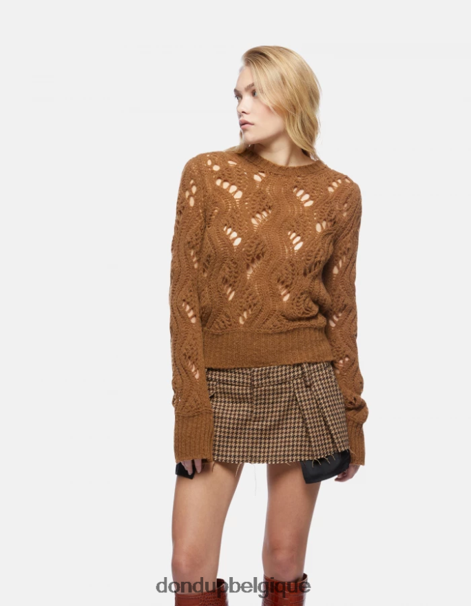 femmes vêtements DONDUP cannelle pull à col rond en laine 8826D0320