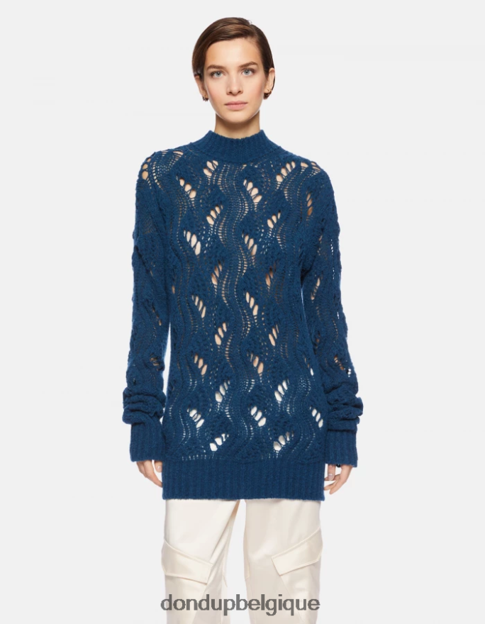 femmes vêtements DONDUP turquoise pull à col rond en laine 8826D0319