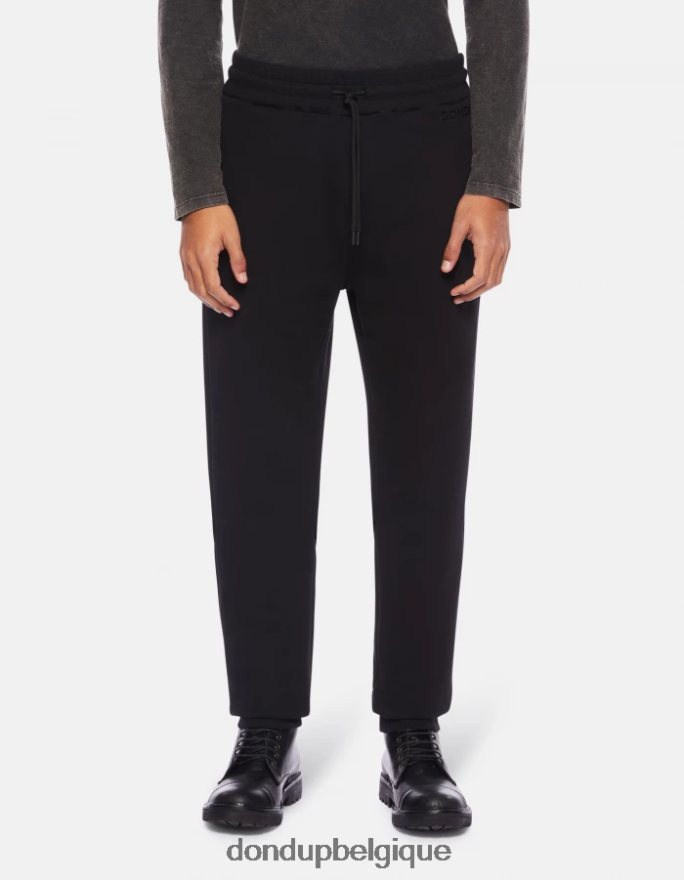 Hommes vêtements DONDUP noir pantalon de jogging coupe classique en molleton 8826D0715