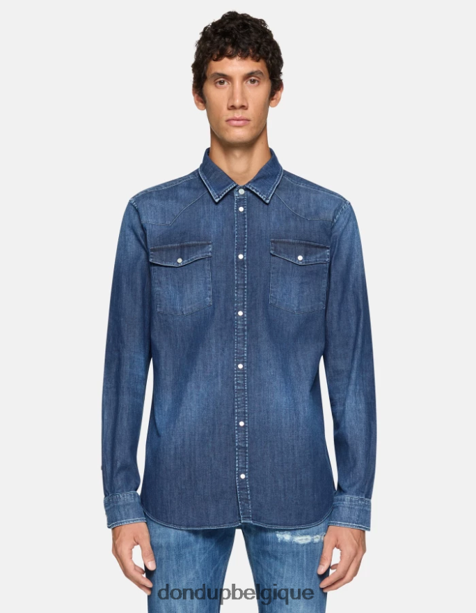 Hommes vêtements DONDUP bleu chemise en jean coupe slim de style western 8826D0853